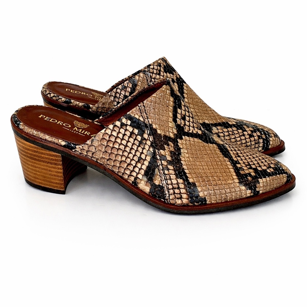 Pedro Miralles Snakeskin Leather Mule Heels | Spain | EU 37